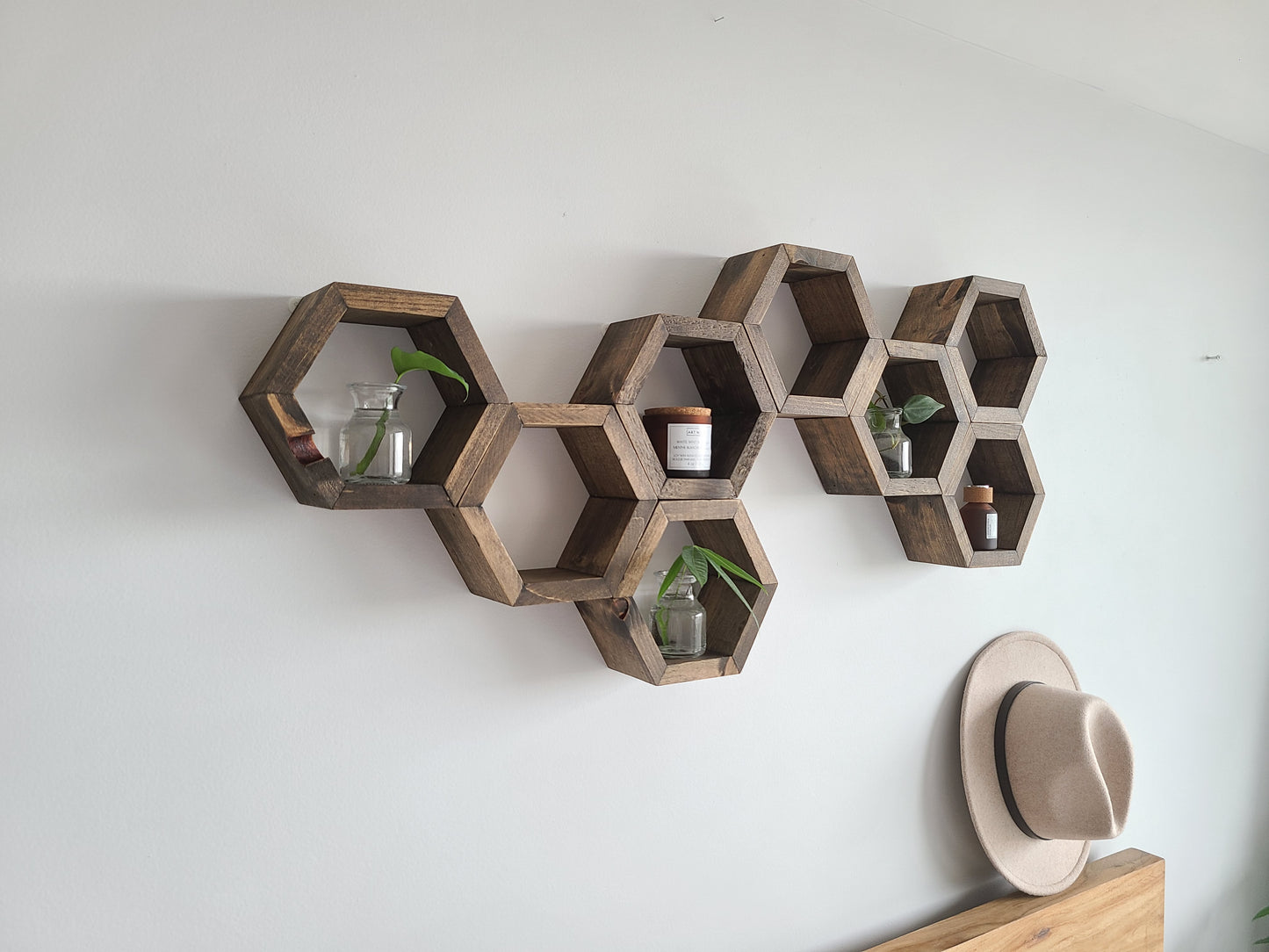 Set of 8 Mini Wood Hexagons