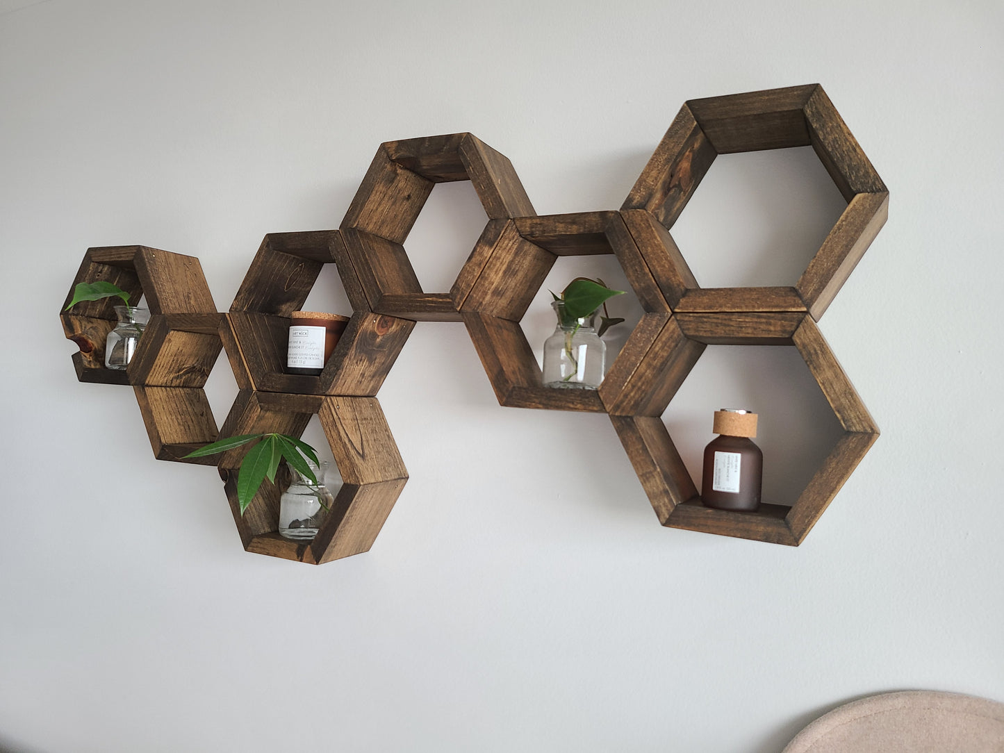 Set of 8 Mini Wood Hexagons