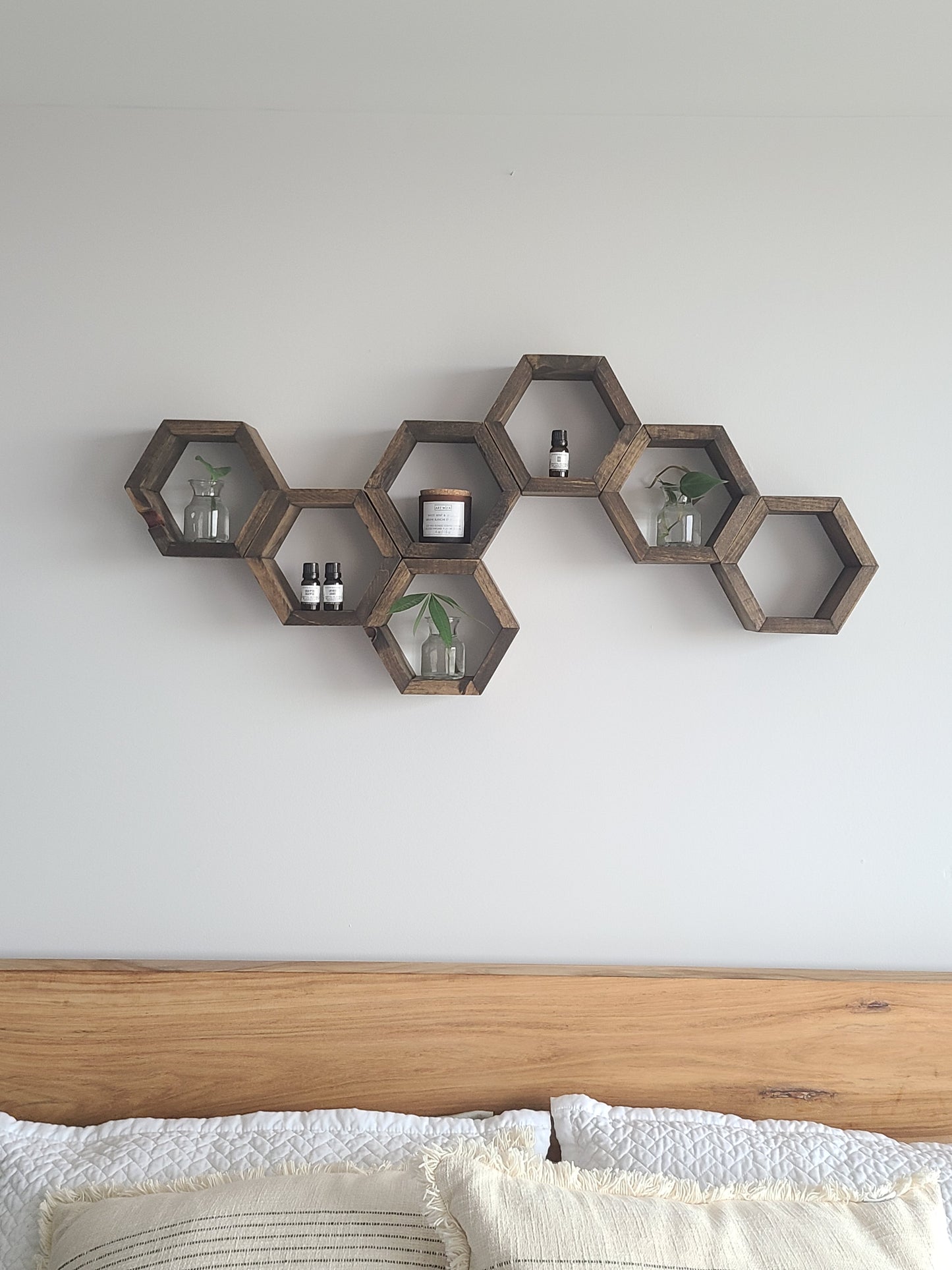 Set of 8 Mini Wood Hexagons