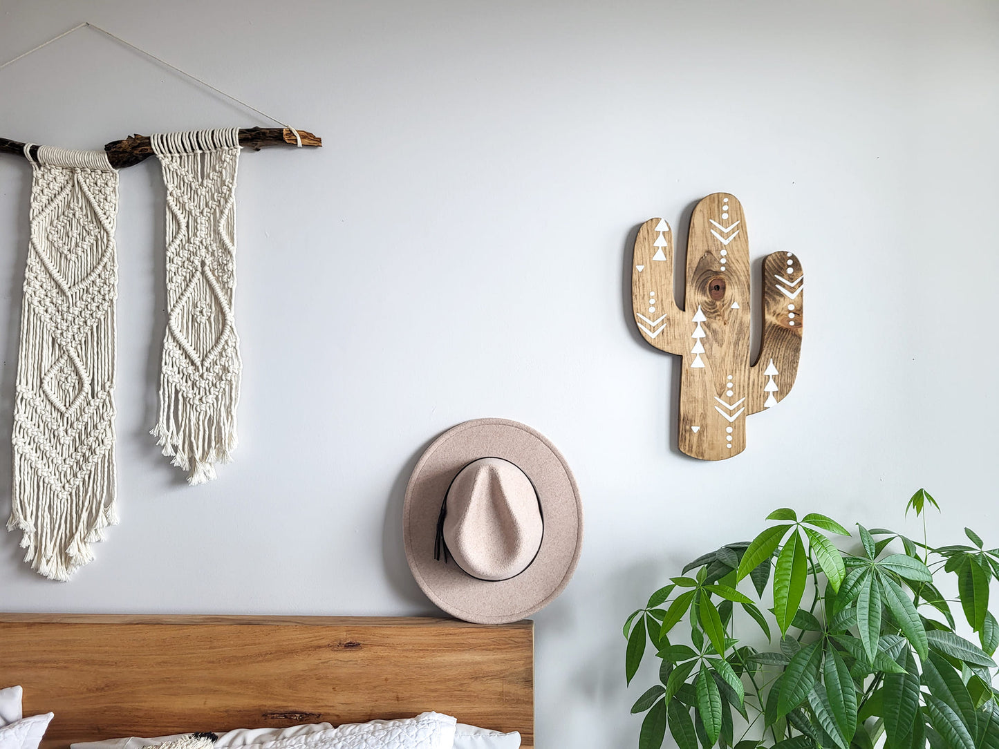 Aztec Wood Cactus Cutout with Atzi Design