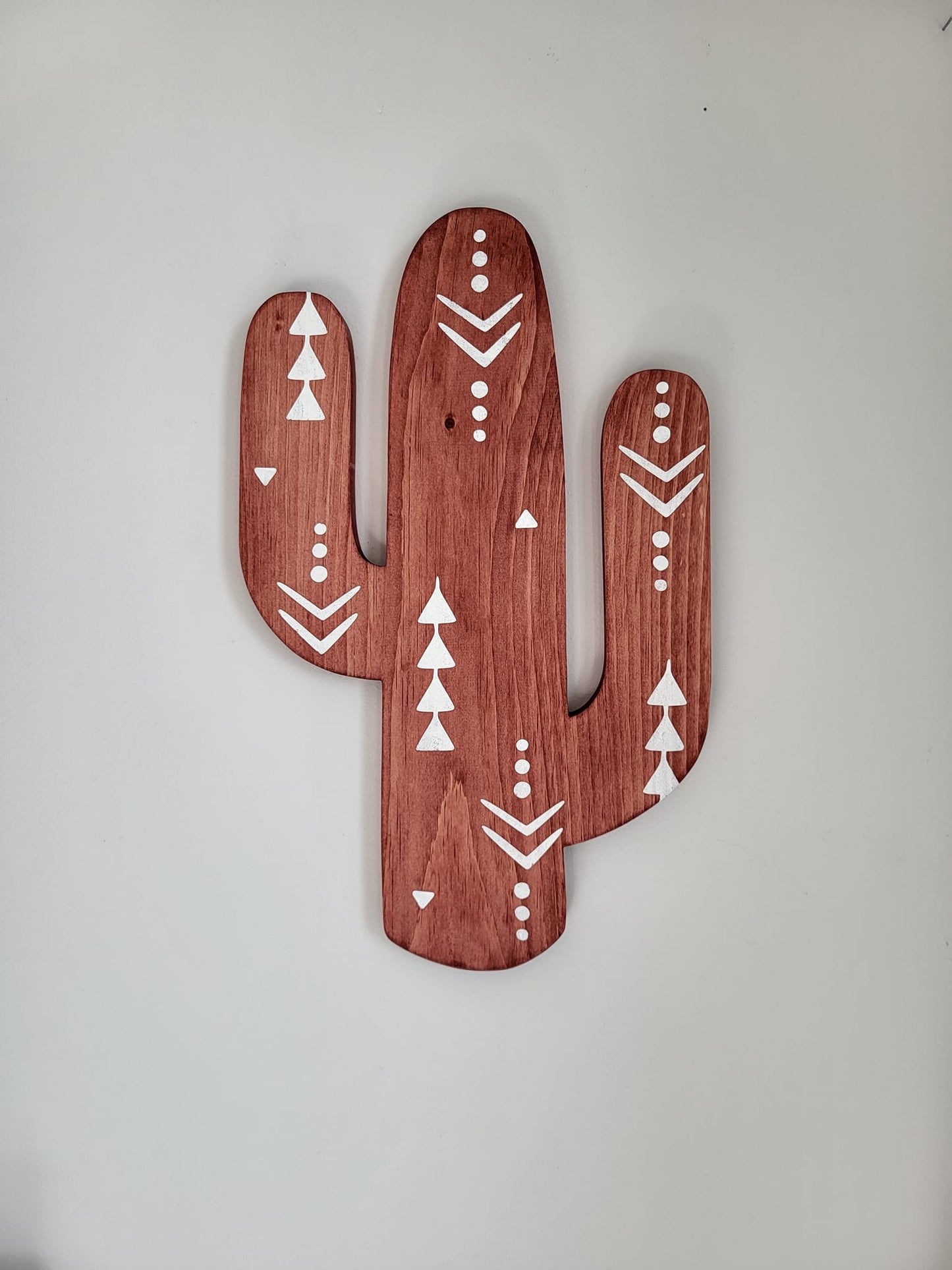 Aztec Wood Cactus Cutout with Atzi Design