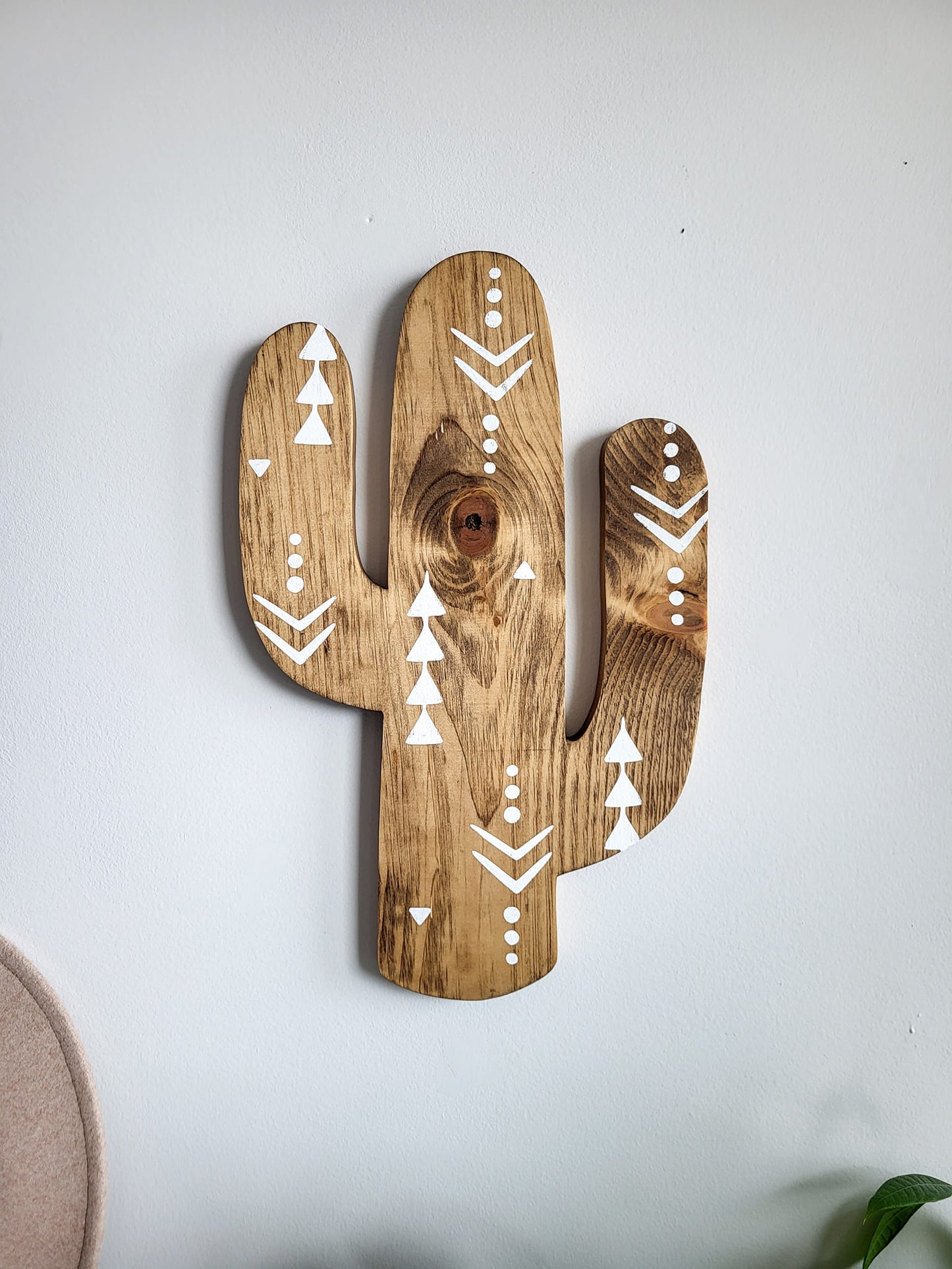 Aztec Wood Cactus Cutout with Atzi Design