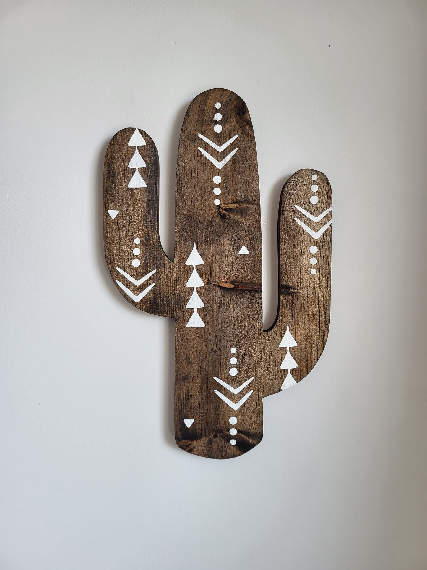 Aztec Wood Cactus Cutout with Atzi Design