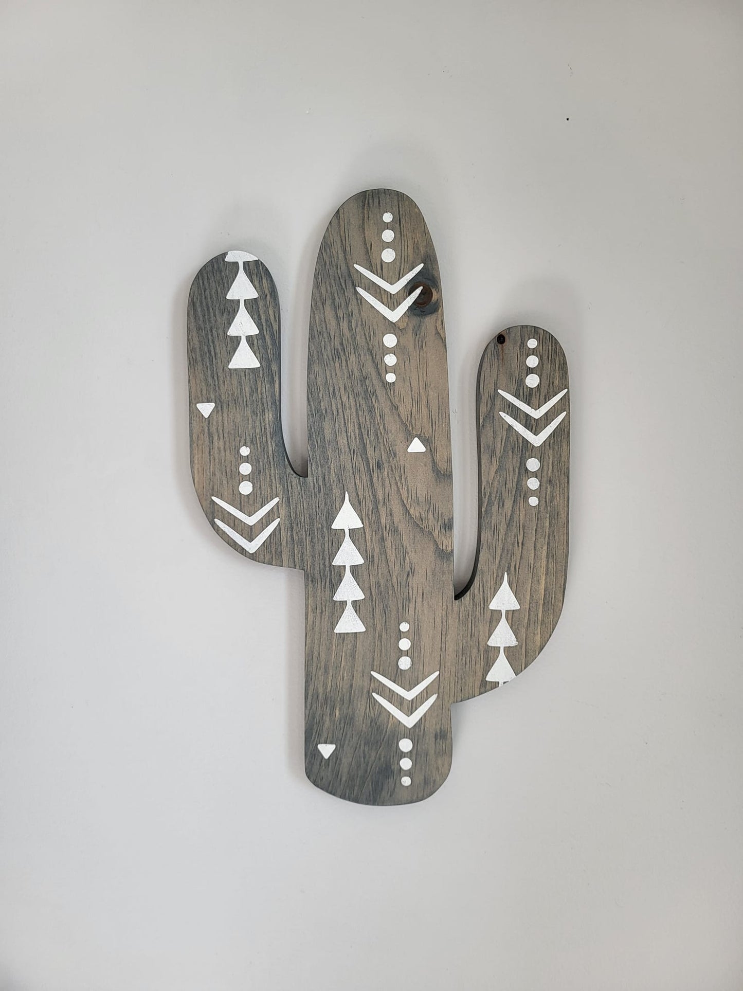Aztec Wood Cactus Cutout with Atzi Design