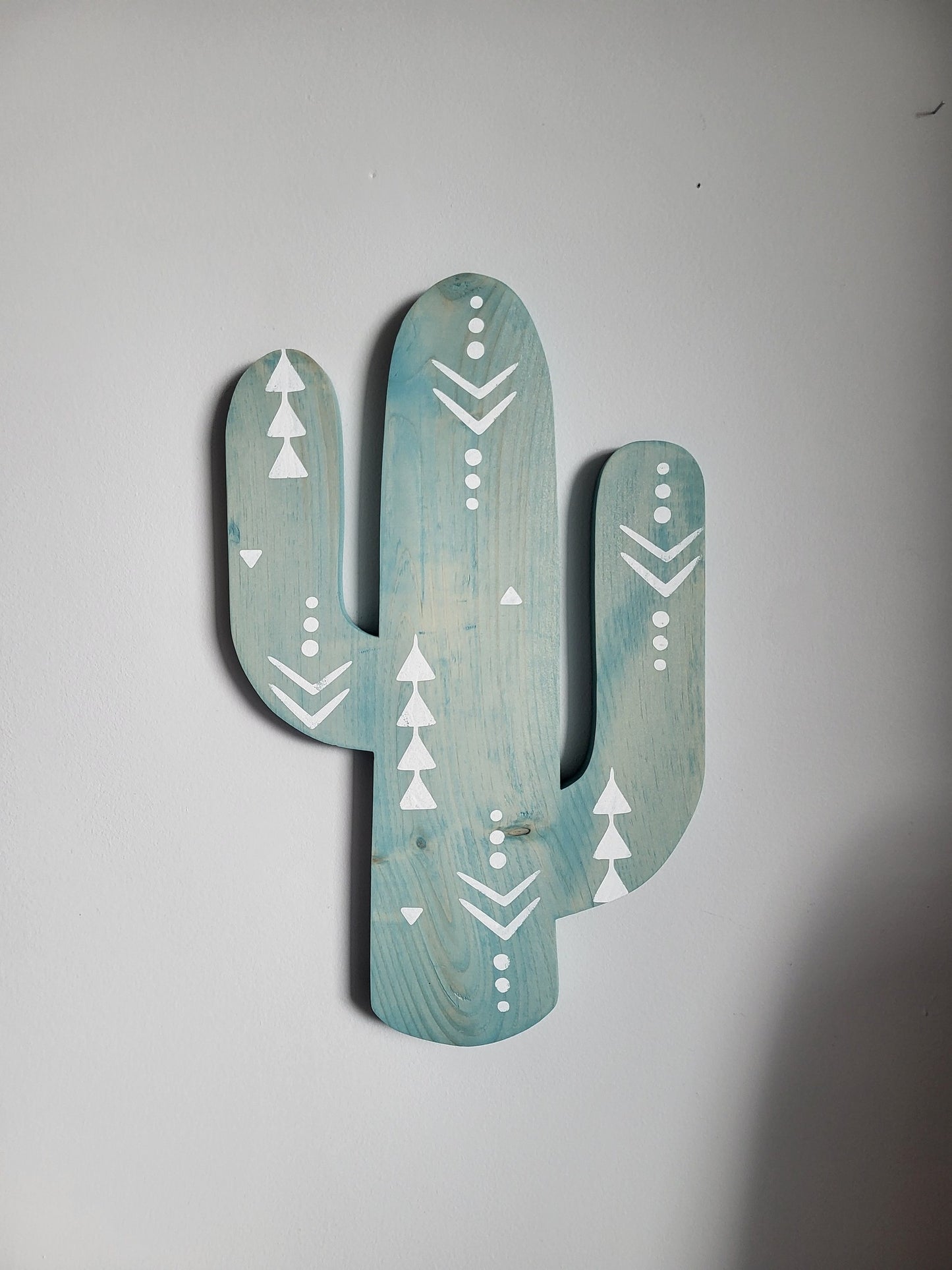 Aztec Wood Cactus Cutout with Atzi Design