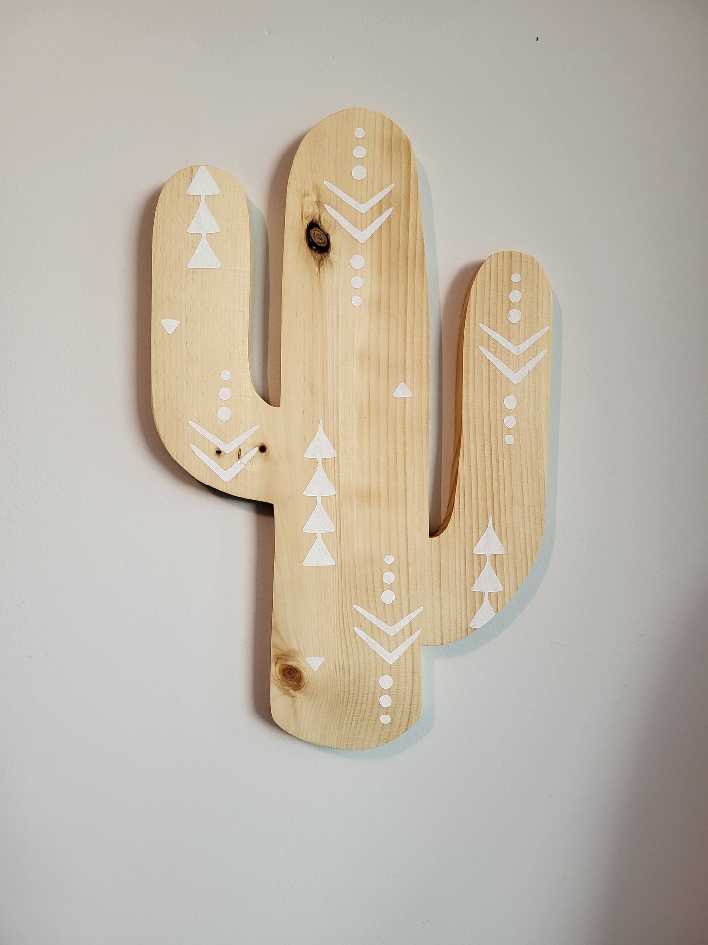 Aztec Wood Cactus Cutout with Atzi Design