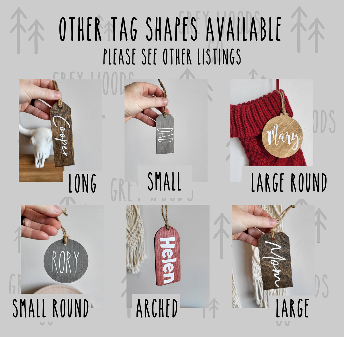 Personalized Wood Christmas Stocking Tags - Small Tag