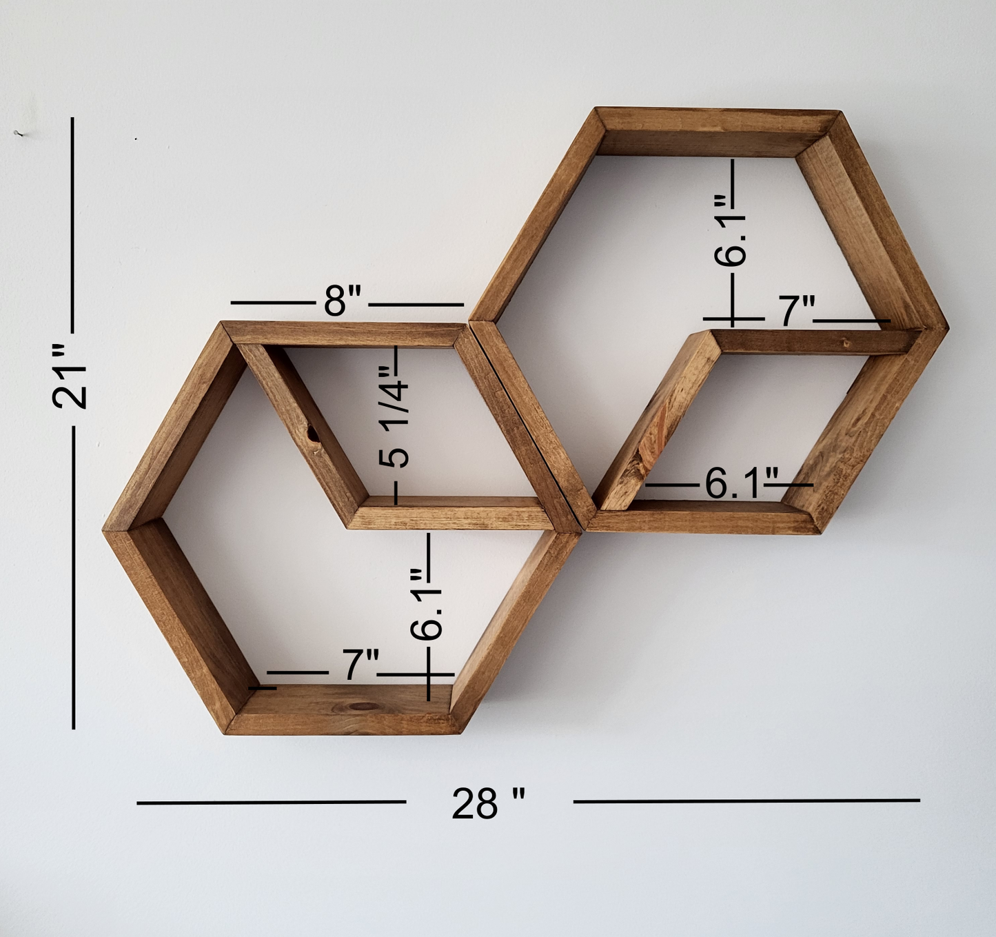 Set of 2 Wood Honey Hexagons