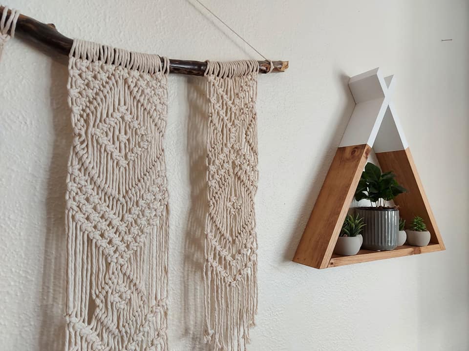 Wooden Teepee Wall Shelf | Geometric Wall Decor | Boho Nursery | Kids Room Decor | Rustic Wood Shelf | Handmade Floating Shelf