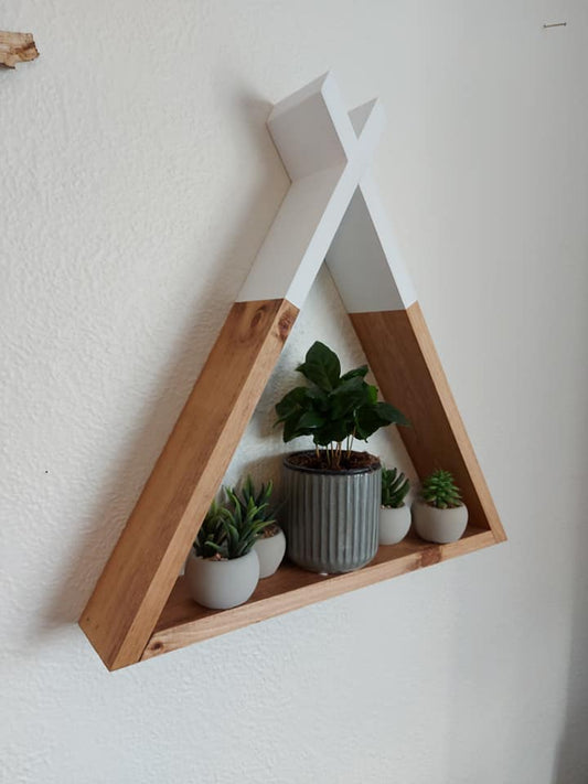 Wooden Teepee Wall Shelf | Geometric Wall Decor | Boho Nursery | Kids Room Decor | Rustic Wood Shelf | Handmade Floating Shelf
