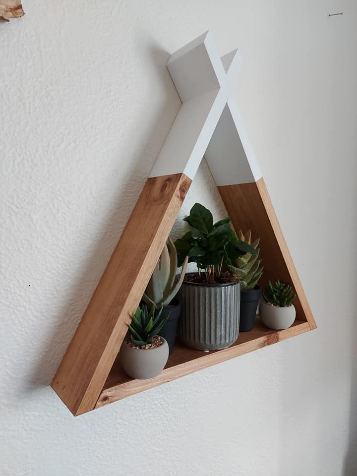 Wooden Teepee Wall Shelf | Geometric Wall Decor | Boho Nursery | Kids Room Decor | Rustic Wood Shelf | Handmade Floating Shelf