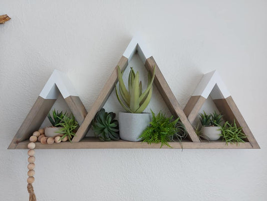 Tri Peak Wood Mountain Wall Shelf | Rustic Mountain Decor | Woodland Nursery Shelf | Cabin Wall Decor | Kids Adventure Room Shelf