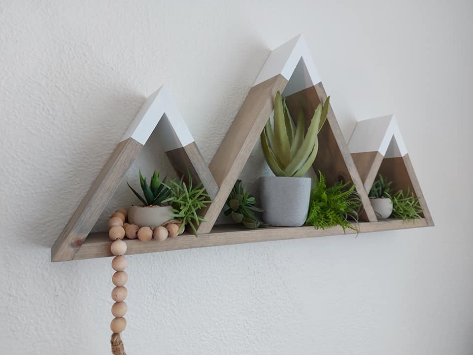 Tri Peak Wood Mountain Wall Shelf | Rustic Mountain Decor | Woodland Nursery Shelf | Cabin Wall Decor | Kids Adventure Room Shelf