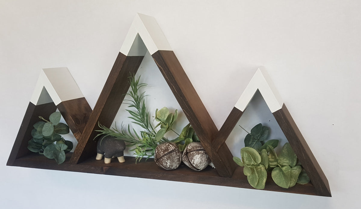Tri Peak Wood Mountain Wall Shelf | Rustic Mountain Decor | Woodland Nursery Shelf | Cabin Wall Decor | Kids Adventure Room Shelf