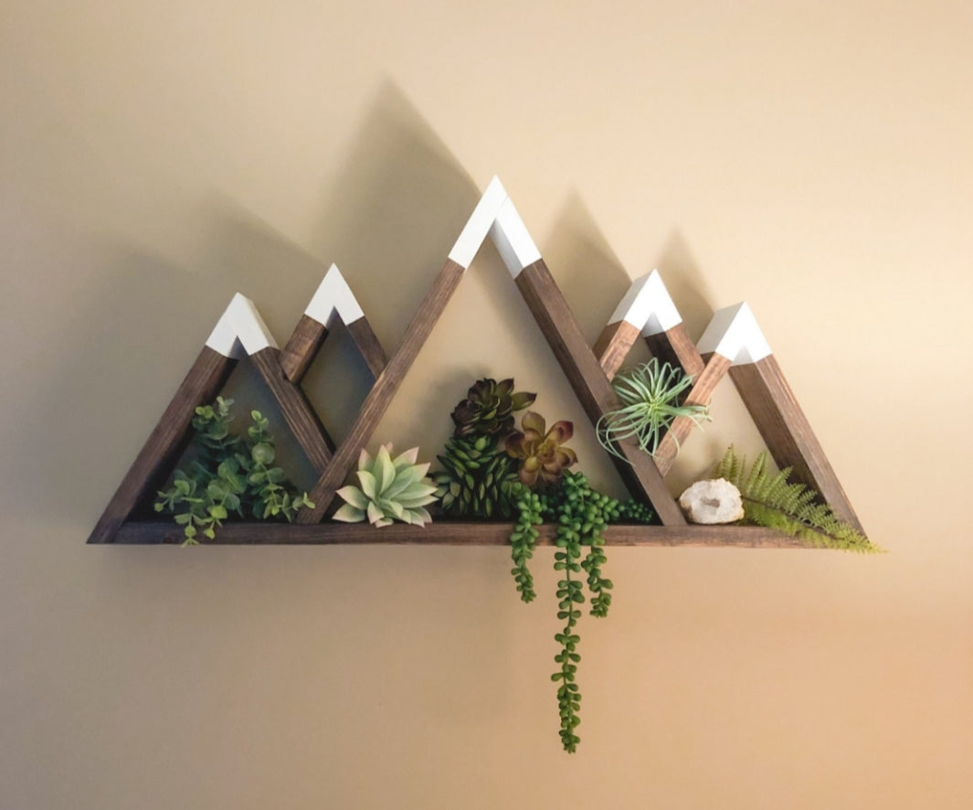 Five Peak Wood Mountain Shelf for Wall Decoration | Rustic Mountain Wall Decor | Wooden Floating Shelf | Nature Inspired Home Decor | Adventure Kids Room Shelf (Copy)