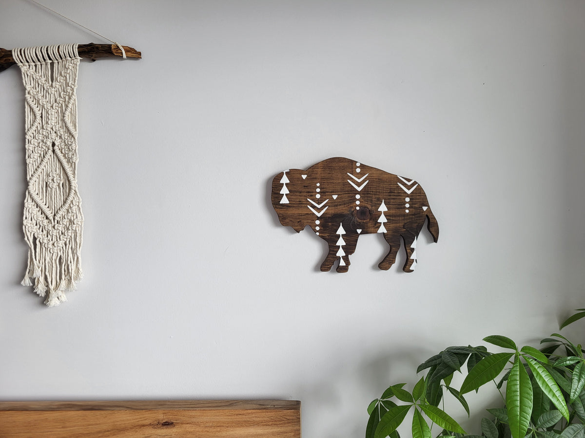 Wood Buffalo Cutout for Wall Decoration | Rustic Bison Wall Art | Western Woodland Home Decor | Southwestern Wall Decor