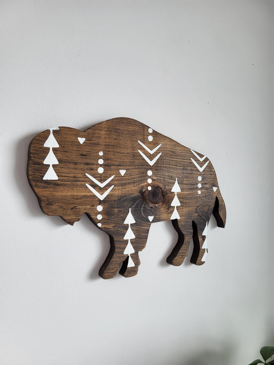 Wood Buffalo Cutout for Wall Decoration | Rustic Bison Wall Art | Western Woodland Home Decor | Southwestern Wall Decor