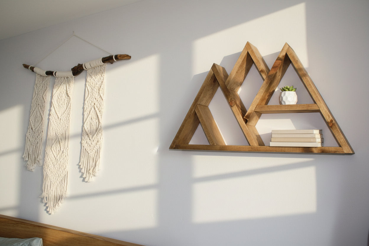 Kids Wood Mountain Shelf for Wall Decoration | Handmade Nursery Mountain Shelf | Woodland Wall Decor | Floating Display Shelf | Mountain Nursery Decor
