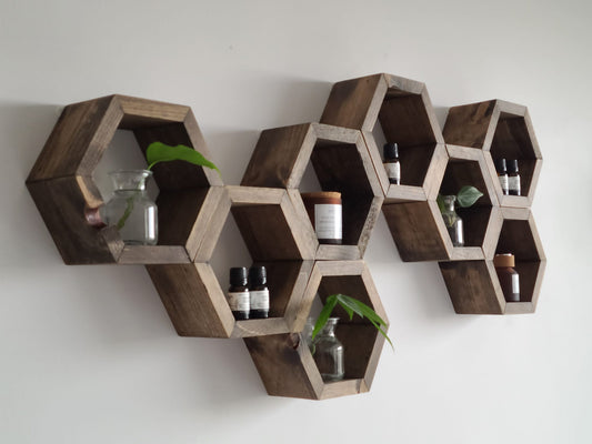 Set of 8 Mini Wood Hexagons