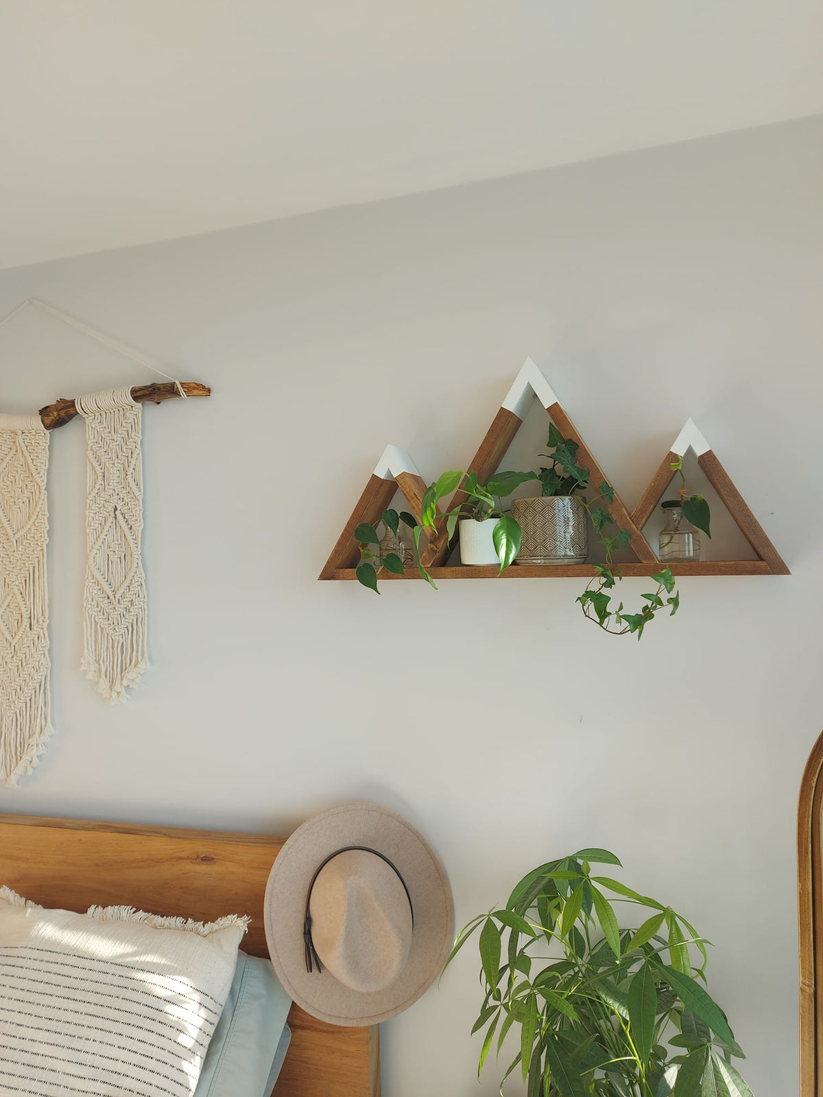 Tri Peak Wood Mountain Wall Shelf | Rustic Mountain Decor | Woodland Nursery Shelf | Cabin Wall Decor | Kids Adventure Room Shelf