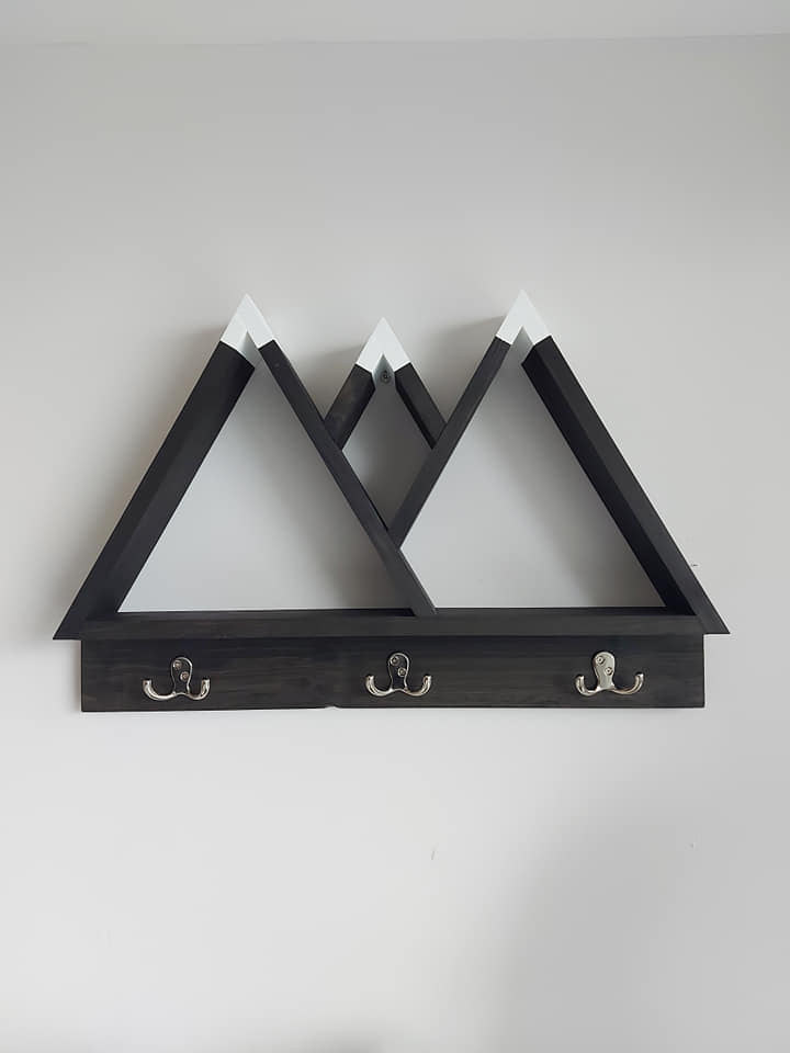 Crown Wood Mountain Shelf with Hooks for Wall Decoration | Rustic Mountain Wall Decor | Wooden Entryway Shelf | Cabin Decor | Nature Inspired Shelf (Copy)