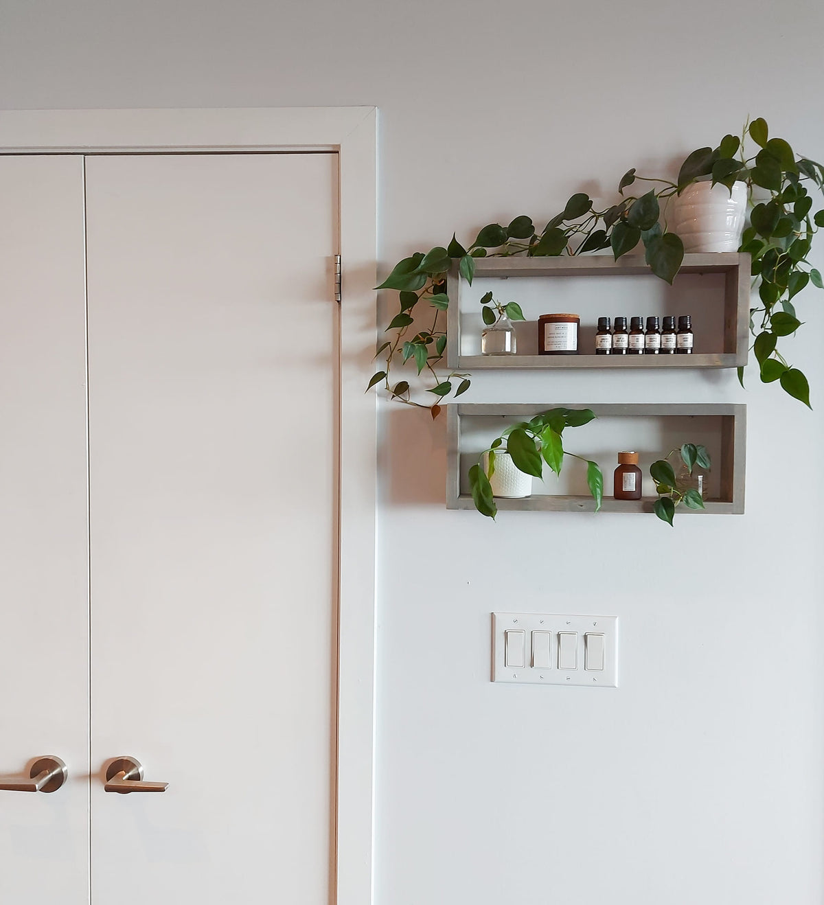 Set of 2 Medium Wood Boxes Wall Decoration | Rustic Floating Shelves | Plant Display | Wood Wall Decor | Farmhouse Shelf | Handmade Home Decor