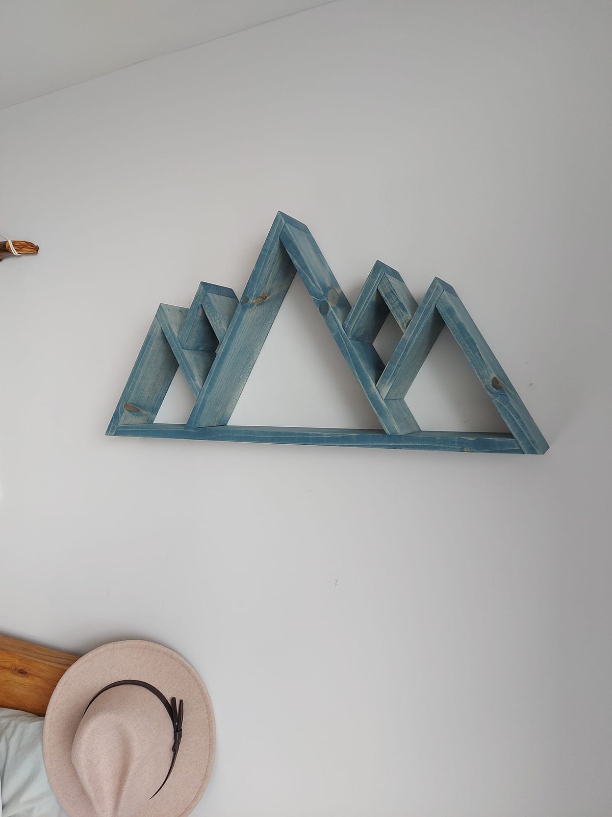Five Peak Wood Mountain Shelf for Wall Decoration | Rustic Mountain Wall Decor | Wooden Floating Shelf | Nature Inspired Home Decor | Adventure Kids Room Shelf (Copy)