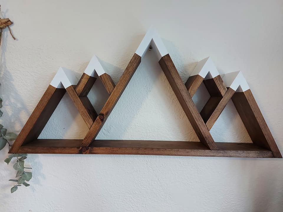 Five Peak Wood Mountain Shelf for Wall Decoration | Rustic Mountain Wall Decor | Wooden Floating Shelf | Nature Inspired Home Decor | Adventure Kids Room Shelf (Copy)