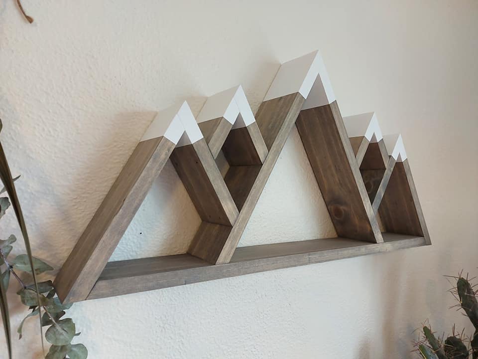Five Peak Wood Mountain Shelf for Wall Decoration | Rustic Mountain Wall Decor | Wooden Floating Shelf | Nature Inspired Home Decor | Adventure Kids Room Shelf (Copy)