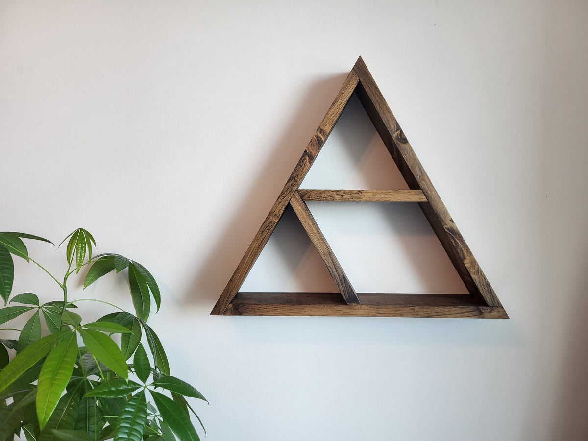 Wooden Rustic Triangle Wall Shelf | Geometric Wall Decor | Small Plant Shelf | Essential Oil Display | Geometric Wood Wall Decor | Boho Farmhouse Shelf | Handmade Wood Shelf
