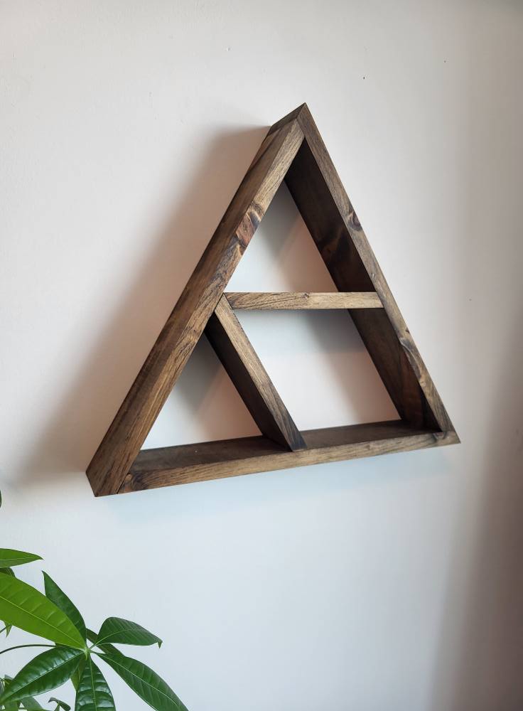 Wooden Rustic Triangle Wall Shelf | Geometric Wall Decor | Small Plant Shelf | Essential Oil Display | Geometric Wood Wall Decor | Boho Farmhouse Shelf | Handmade Wood Shelf