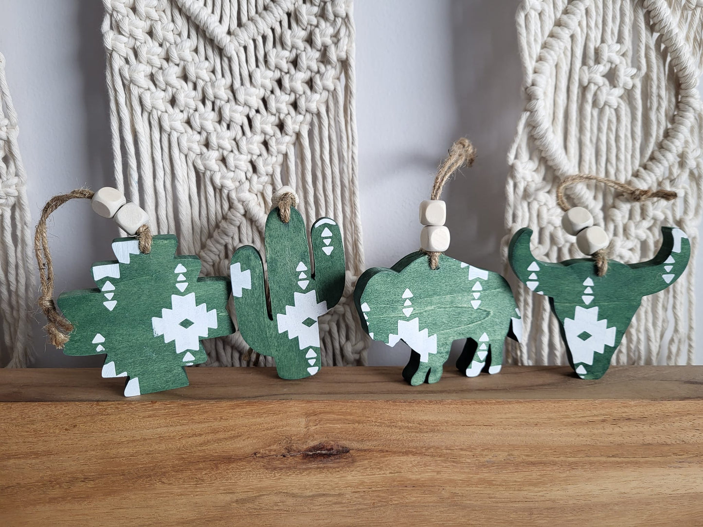Aztec Wood Christmas Ornaments