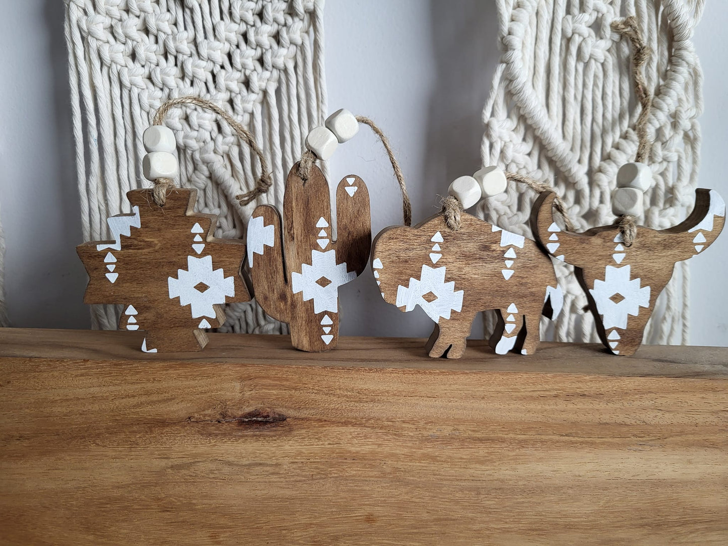 Aztec Wood Christmas Ornaments
