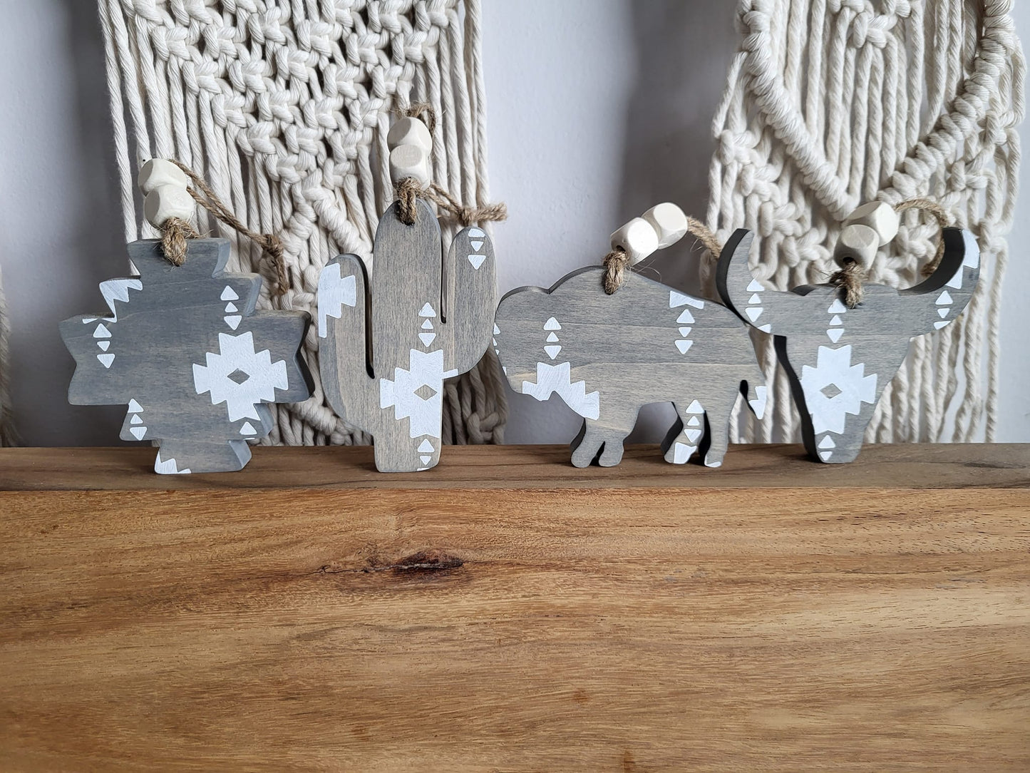 Aztec Wood Christmas Ornaments