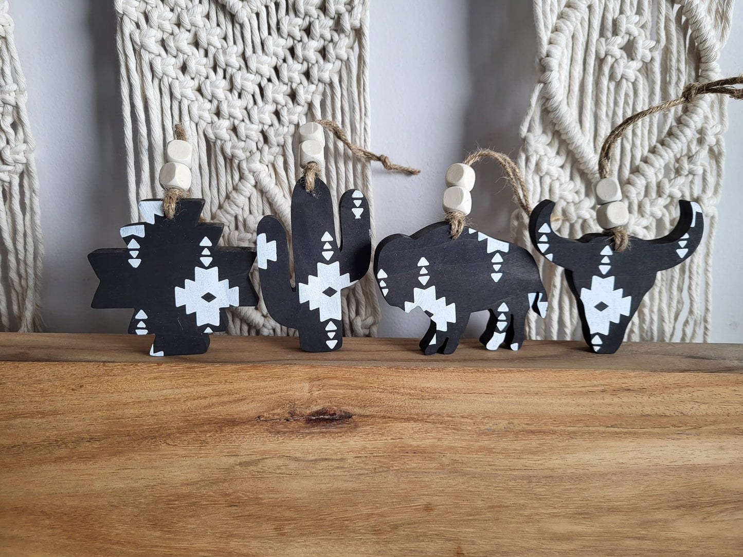 Aztec Wood Christmas Ornaments