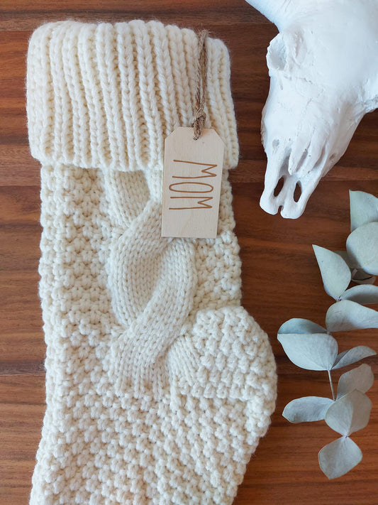 Personalized Wood Christmas Stocking Tags - Natural Small Tags