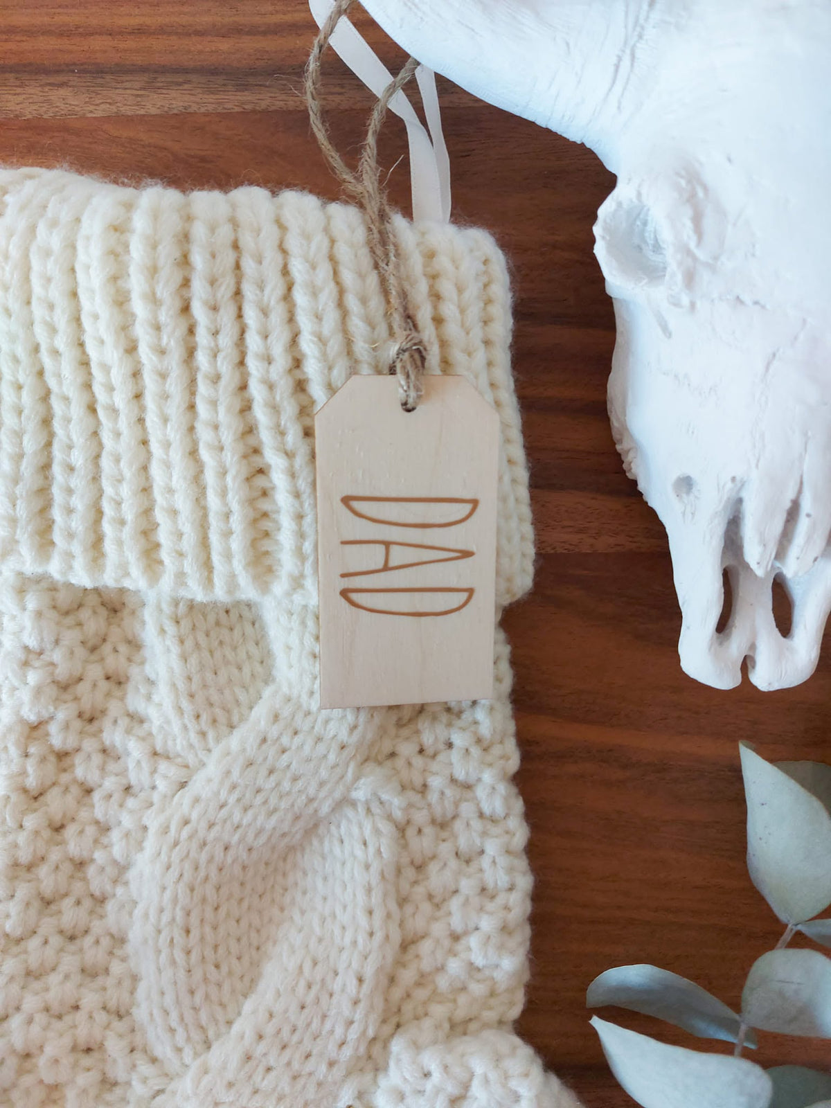 Personalized Wood Christmas Stocking Tags - Natural Small Tags