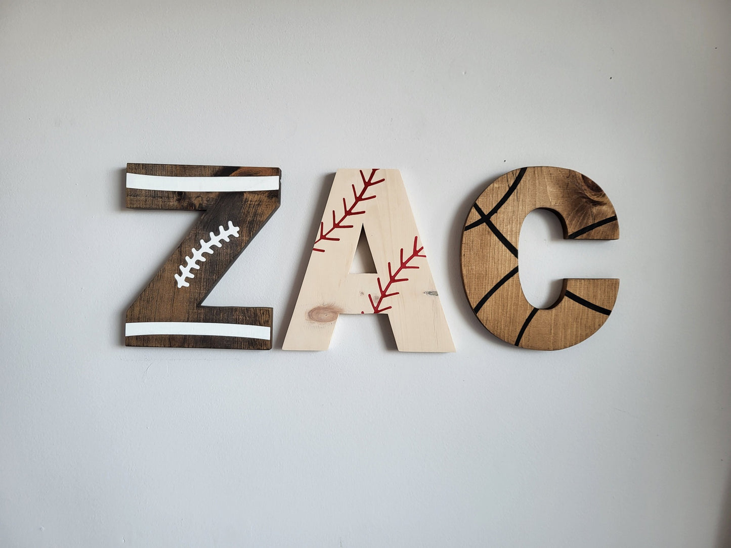 Sports Letters Wooden Wall Decoration | Custom Wooden Wall Letters | Kids Sports Room Decor | Custom Kids Name Sign | Nursery Wall Decor