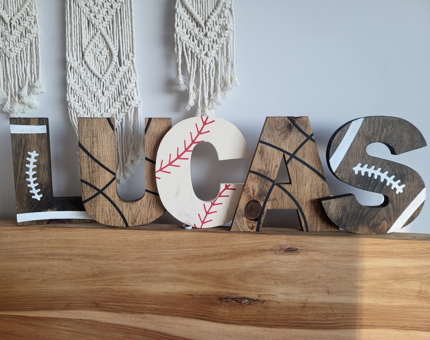Sports Letters Wooden Wall Decoration | Custom Wooden Wall Letters | Kids Sports Room Decor | Custom Kids Name Sign | Nursery Wall Decor