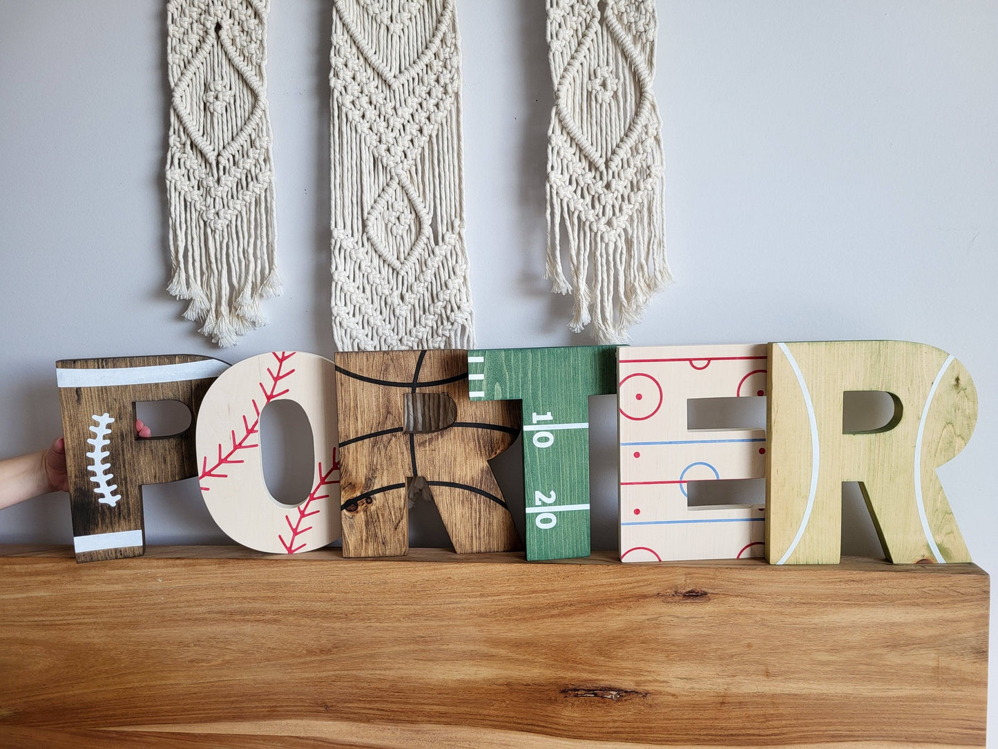 Sports Letters Wooden Wall Decoration | Custom Wooden Wall Letters | Kids Sports Room Decor | Custom Kids Name Sign | Nursery Wall Decor