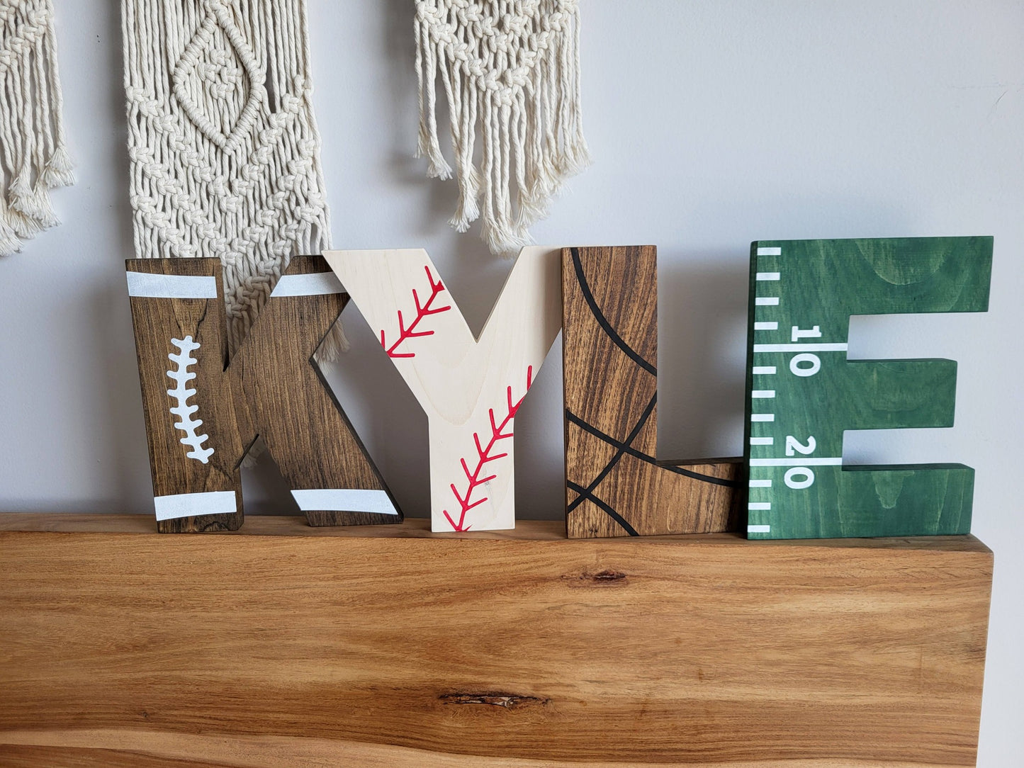 Sports Letters Wooden Wall Decoration | Custom Wooden Wall Letters | Kids Sports Room Decor | Custom Kids Name Sign | Nursery Wall Decor