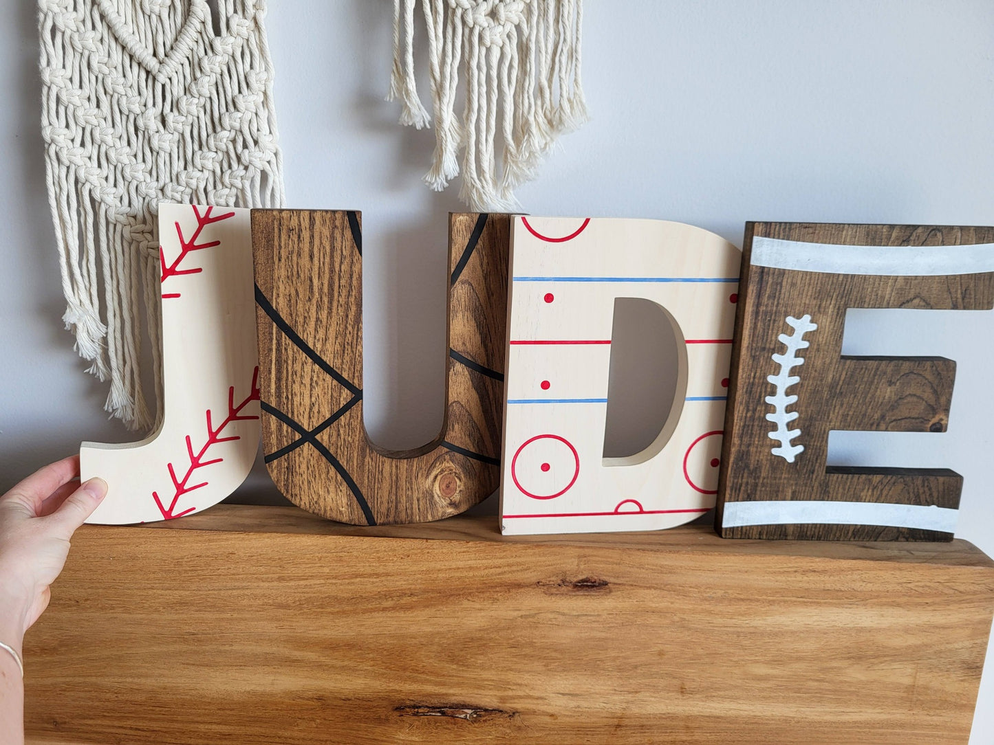 Sports Letters Wooden Wall Decoration | Custom Wooden Wall Letters | Kids Sports Room Decor | Custom Kids Name Sign | Nursery Wall Decor