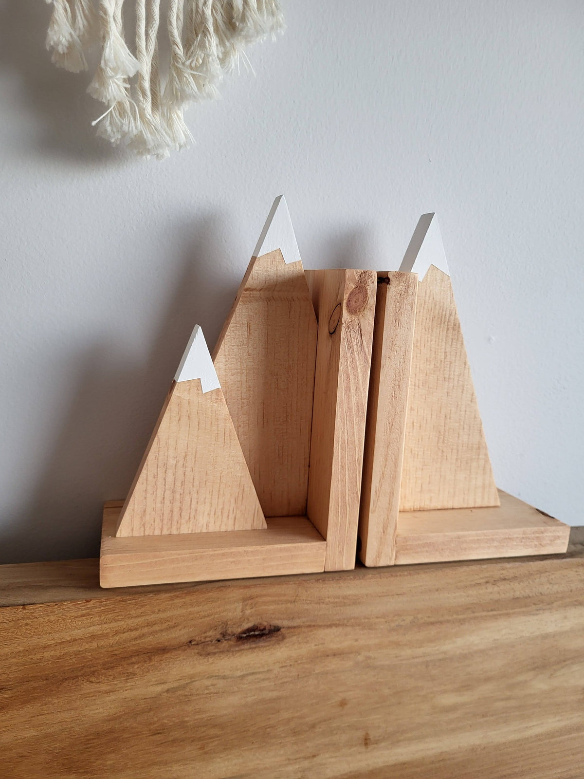 Double Peak Mountain Wood Bookends | Rustic Mountain Bookends | Wooden Book Ends | Mountain Home Decor | Cabin Decor | Nature Inspired Shelf Decor | Rustic Office Decor