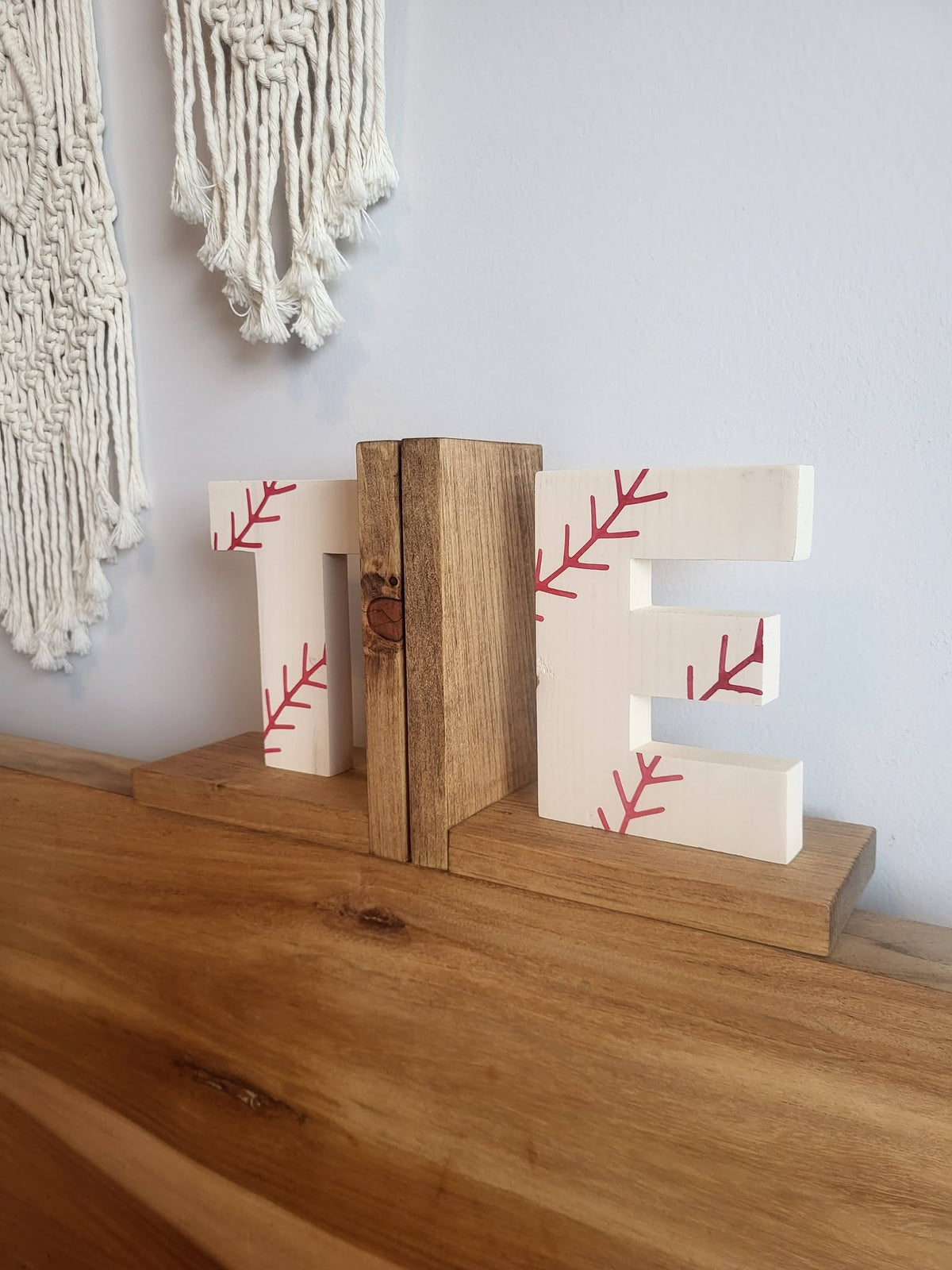 Personalized Baseball Wood Bookends | Custom Sports Bookends | Baseball Room Decor | Baseball Gift | Sports Decor