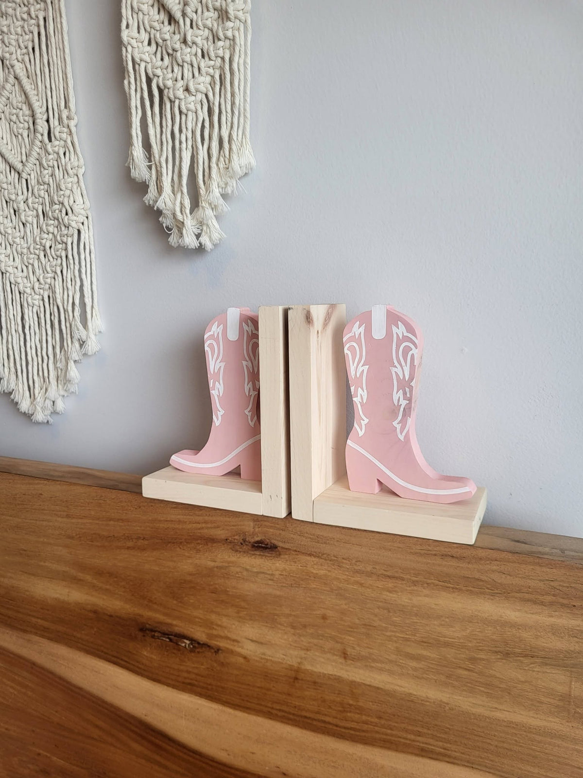 Wooden Cowgirl Boot Bookends | Western Book Decor | Rustic Cowboy Shelf Decor | Cowgirl Bedroom Decor | Country Home Decor