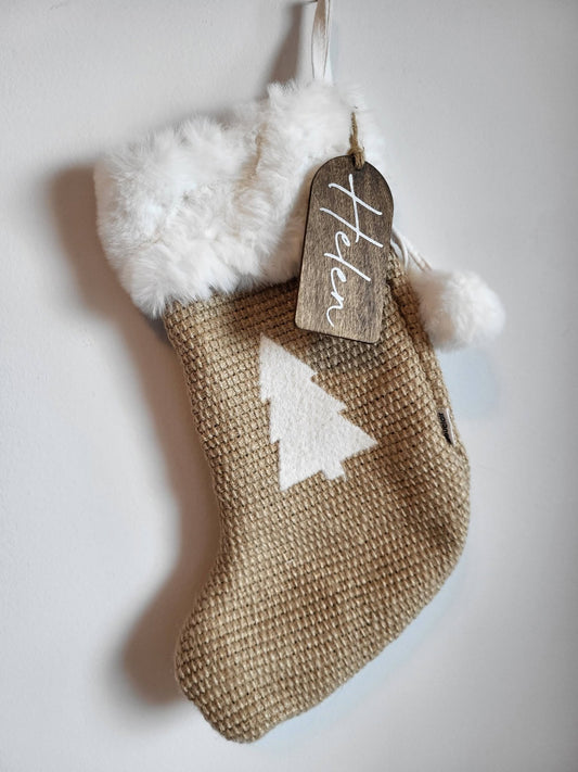 Personalized Wood Christmas Stocking Tags - Arched Tag