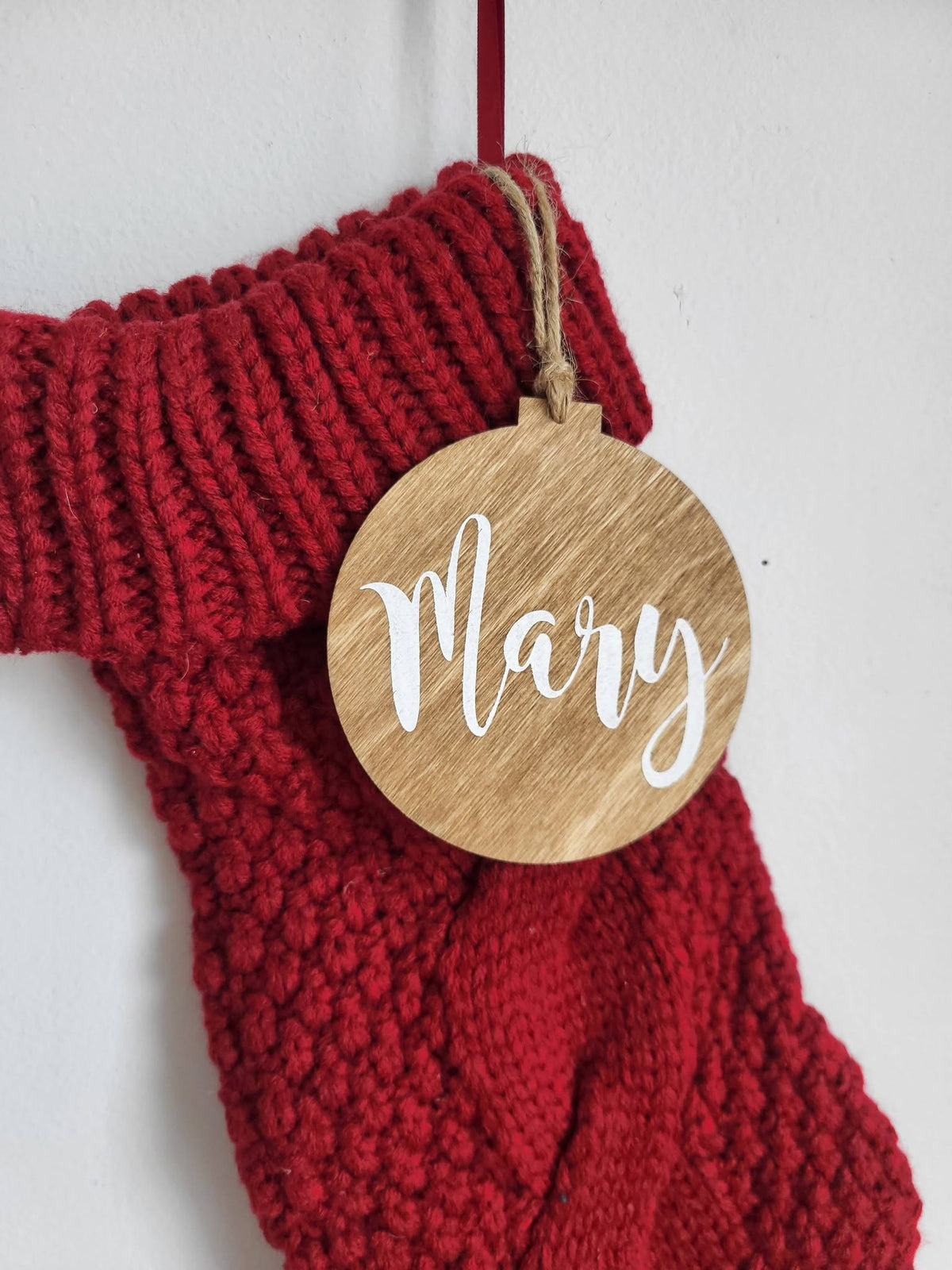 Personalized Wood Christmas Stocking Tags - Large Round Tag