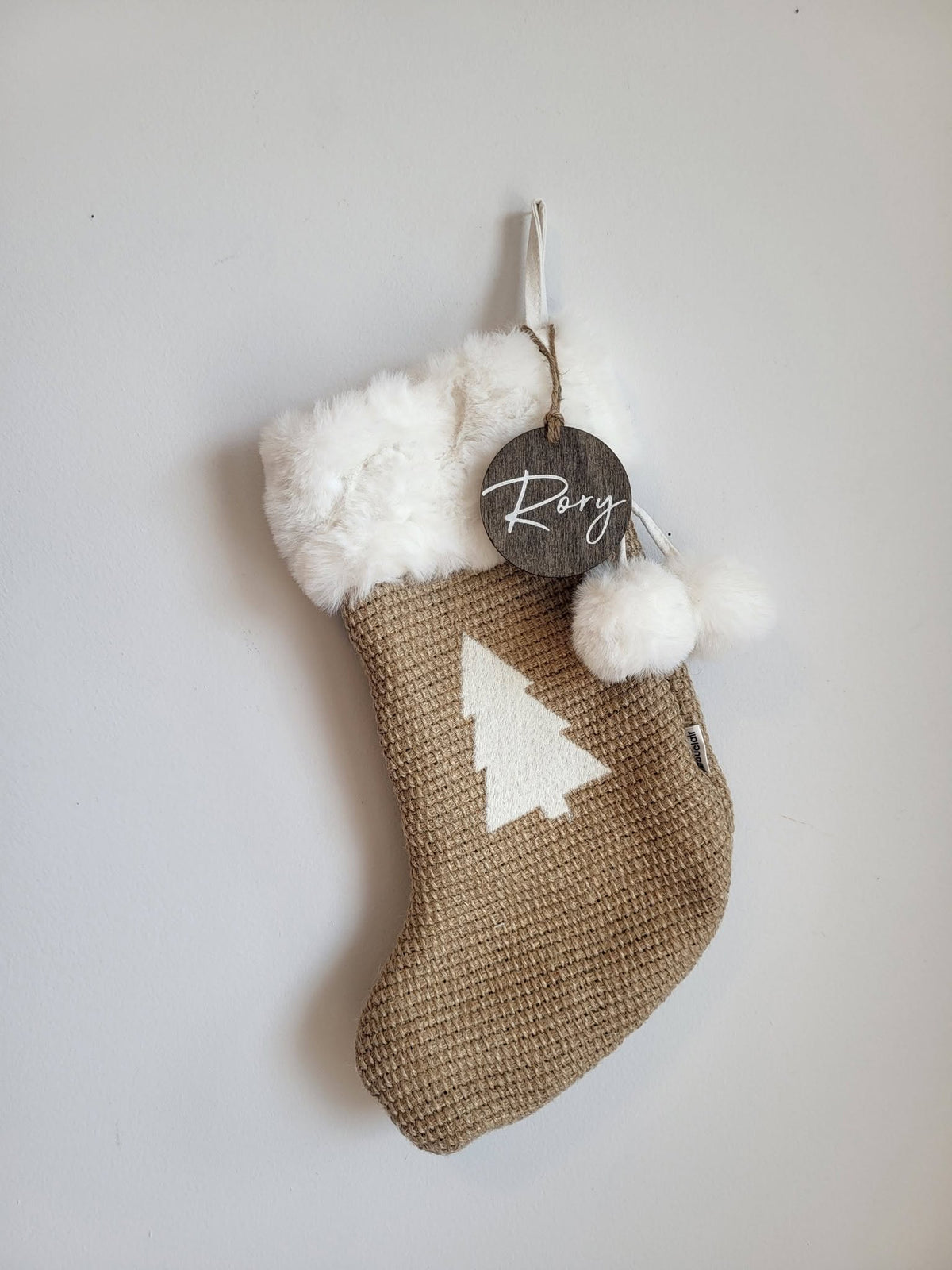 Personalized Wood Christmas Stocking Tags - Small Round Tag