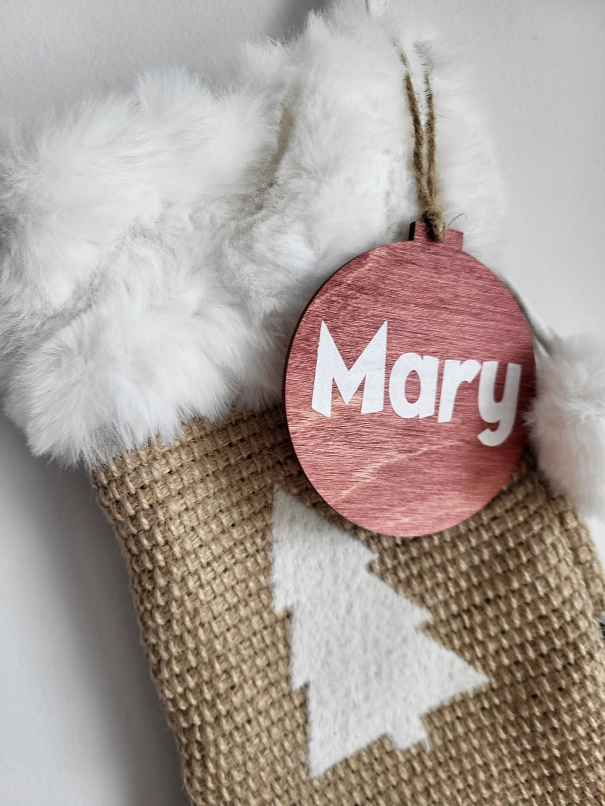 Personalized Wood Christmas Stocking Tags - Large Round Tag