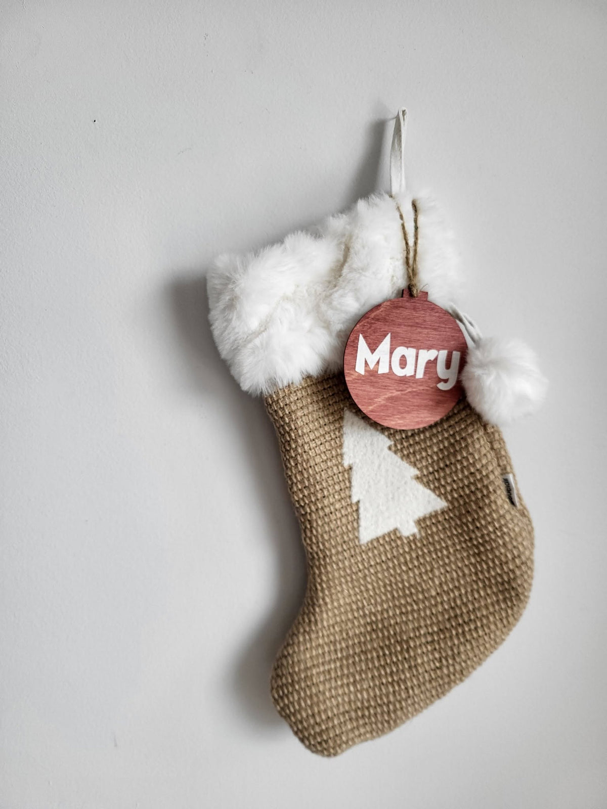 Personalized Wood Christmas Stocking Tags - Large Round Tag
